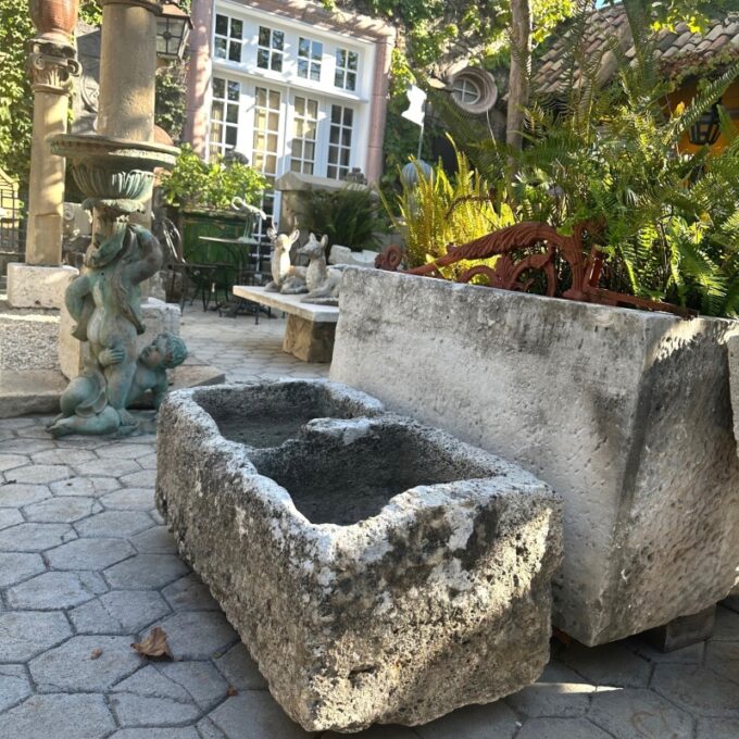 Hand Carved Stone Container Fountain Basin Trough Planter Sink Antiques LA CA - Image 3