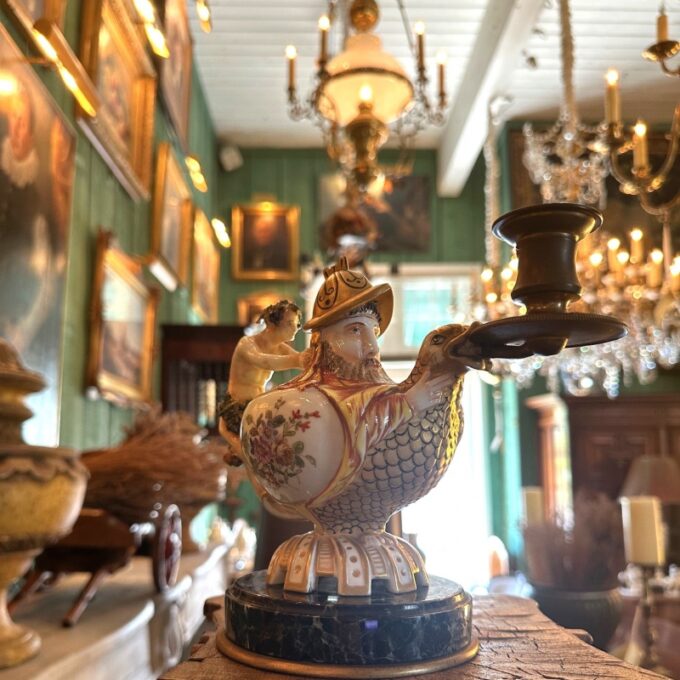 19th C. Oil Lamp Bibelot Candleholder Whimsical Capodimonte Style Porcelain - Image 3