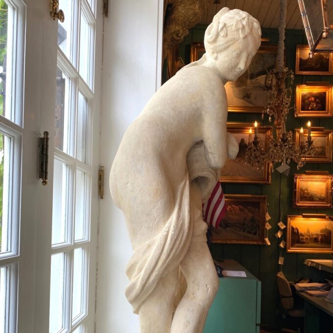 Pair 18th C. Statues Life Size Figures of Women Maiden Sculptures At Bath Stone - Image 6