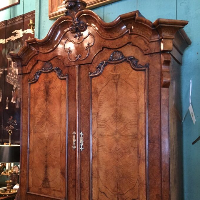 18th Century Dutch Burl Walnut Secretary Cabinet Scriban Desk Library Antique LA - Image 4