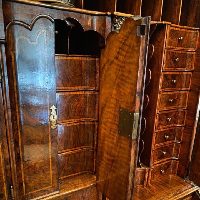 18th Century Dutch Burl Walnut Secretary Cabinet Scriban Desk Library Antique LA - Image 6