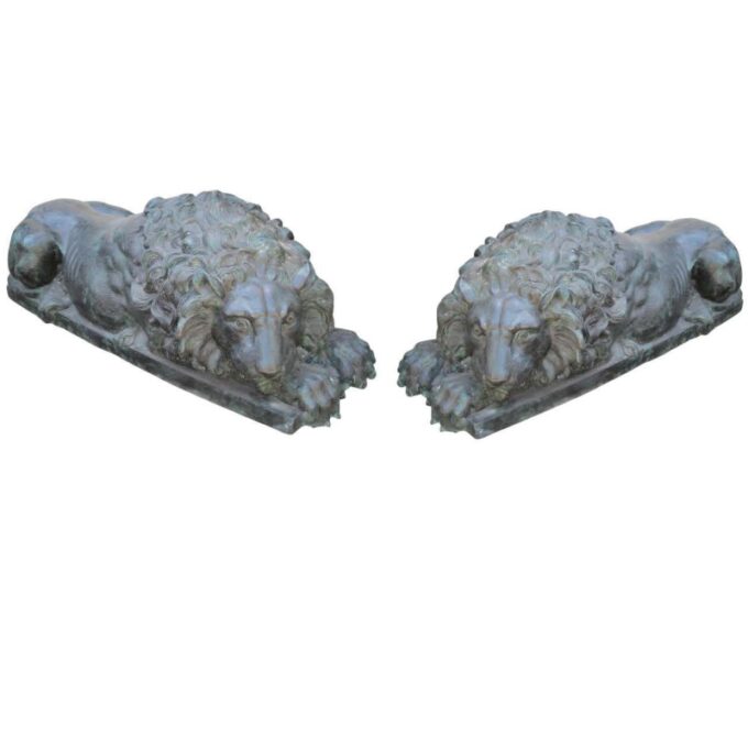 Pair Bronze Lions