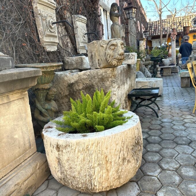 Round Hand Carved Fountain Basin Container Trough Planter Vessel jardinière CA - Image 2