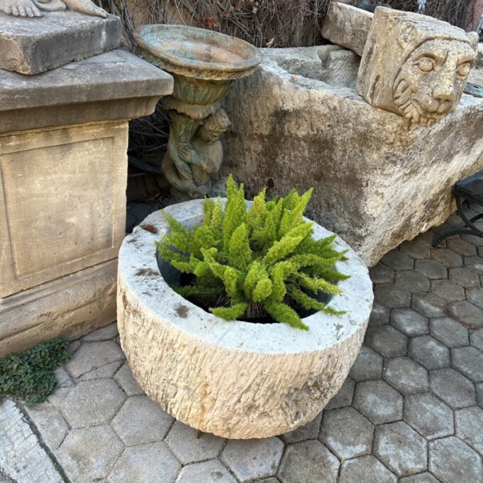 Round Hand Carved Fountain Basin Container Trough Planter Vessel jardinière CA - Image 3