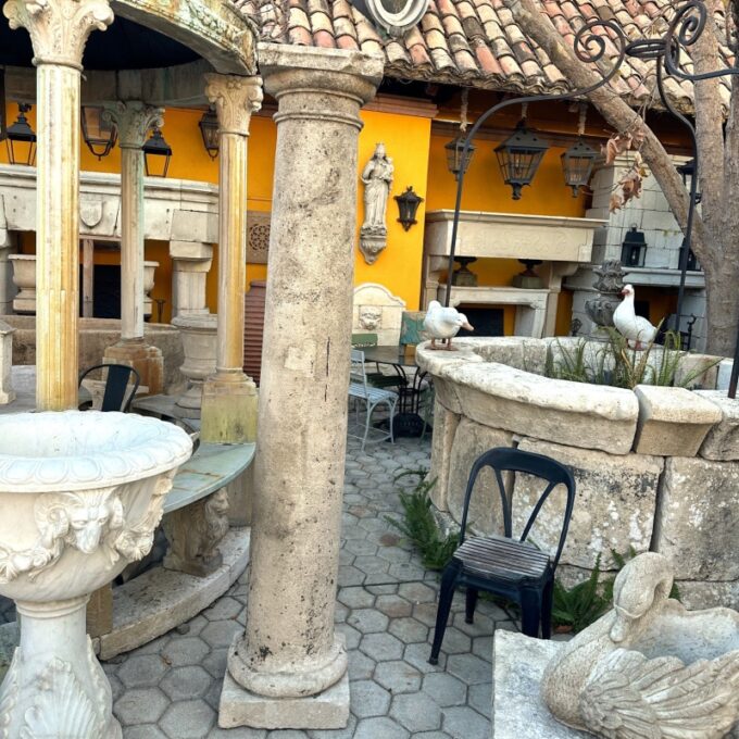 18th Century Hand Carved Stone Garden Column Architectural Elements Decorative - Image 3