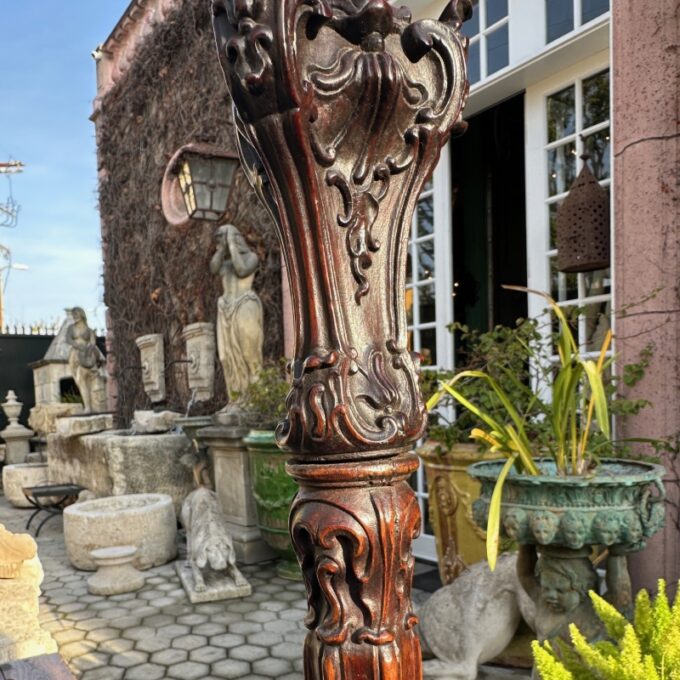 Fine Sculpted Queen Bed Portuguese 17th/18th C. Jacaranda Wood torsade Posts - Image 4