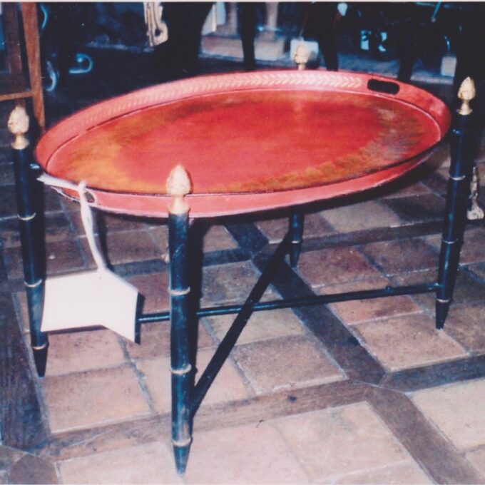 Tole Painted Tray On Stand